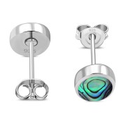 Large Abalone Shell Oval Stud Silver Earrings, e313